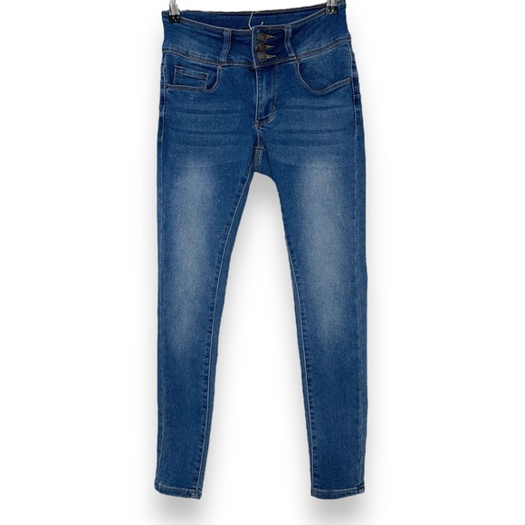 Cali 1850 Skinny Mid Rise Jeans Ankle Knit Denim Stretch Juniors  Size 0/24 Blue - Picture 1 of 11